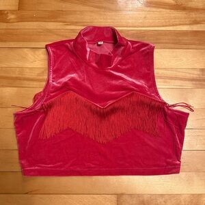 Fashion Brand Company fuschia fringed crop top
